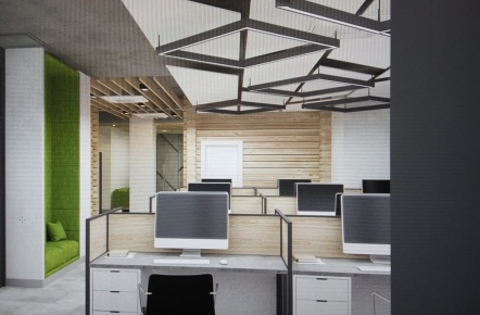 Монтаж дизайнерских потолков из ГКЛ в офисе 300 м2